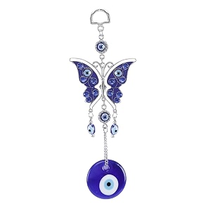 buko feng shui lucky eye hanging ornaments amp charms helps with luck and protection from evil spirit comes with decorative blue charms beads amp bells lucyeye_butterfly_blue-glass