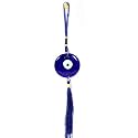 Buko Feng Shui Lucky Eye Hanging Ornaments &amp; Charms Helps with Luck and Protection from Evil Spirit Comes with Decorative Blue Charms, Beads &amp; Bells. (LUCKYEYE_LY_Big_Glass_TREADING)