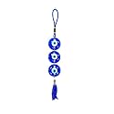 Buko Feng Shui Lucky Eye Hanging Ornaments &amp; Charms Helps with Luck and Protection from Evil Spirit Comes with Decorative Blue Charms, Beads &amp; Bells. (LUCKYEYE_3BIG_Glass-Eyes)