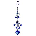 Buko Feng Shui Lucky Eye Hanging Ornaments &amp; Charms Helps with Luck and Protection from Evil Spirit Comes with Decorative Blue Charms, Beads &amp; Bells. (Hamsa-Hand_Elephant)