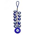 Buko Feng Shui Lucky Eye Hanging Ornaments &amp; Charms Helps with Luck and Protection from Evil Spirit Comes with Decorative Blue Charms, Beads &amp; Bells. (LUCKYEYE_7EYES_Glass-Bigeye)