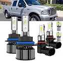 Bulbs Fit For Ford F250 F350 F450 F550 Super Duty 2001-2004, High/Low Beams Fog Lights License Plate Lights Combo, 400% Brightness 6000K White Light, Plug-N-Play, 6 Pack