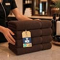 Bulk 72-Pack Professional Salon Spa &amp; Wellness Towels, 16" x 27",Dark Brown