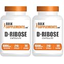BulkSupplements.com D-Ribose Capsules - Ribose Supplement, for Energy Support - Gluten Free, 7 Capsules per Serving (5000mg), 210 Count (Pack of 2)