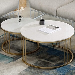 coffee tables for living room 2-piece space-saving set perfect for small spaces easy assembly and easy to clean gold white