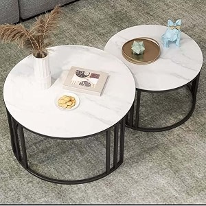 coffee tables for living room 2-piece space-saving set perfect for small spaces easy assembly and easy to clean black white