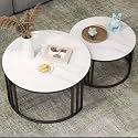 Coffee Tables for Living Room, 2-Piece Space-Saving Set Perfect for Small Spaces, Easy Assembly and Easy to Clean (Black White)