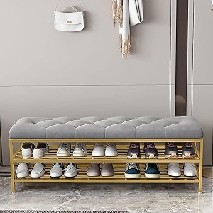 luxurious sitting stool with footrest for living room and bedroom storeage bench 3
