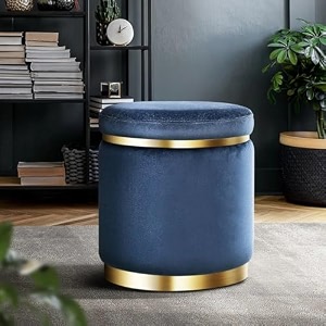 bulkwood luxurious sitting stool with footrest for living room and bedroom storeage bench 6