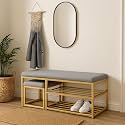 Luxurious Sitting Stool with Footrest for Living Room and Bedroom Storeage Bench (1)