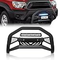 YZONA Bull Bar with LED Light Bar & License Plate Frame Compatible for 2016-2023 Toyota Tacoma Front Grill Guard Grille, Truck Brush Guard, Bumper Push Bar (Include Skid Plate & Light Mount, Black)