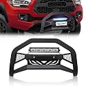 YZONA Bull Bar with LED Light Bar & License Plate Frame Compatible for 2005-2015 Toyota Tacoma Front Grill Guard Grille, Truck Brush Guard, Bumper Push Bar (Include Skid Plate & Light Mount, Black)