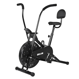bullar air bike exercise cycle with movingstationary handles adjustable resistance with cushioned seat amp back support max user weight 100 kg black air bike  backrest