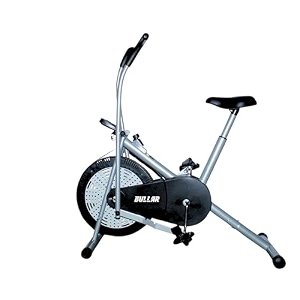 bullar air bike exercise cycle with movingstationary handles adjustable resistance with cushioned seat amp back support max user weight 100 kg grey amp black air bike with moving handles