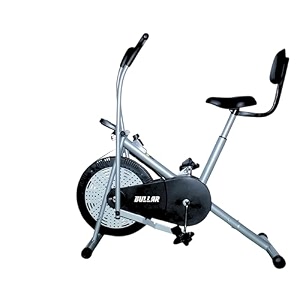 bullar air bike exercise cycle with movingstationary handles adjustable resistance with cushioned seat amp back support max user weight 100 kg grey amp black air bike  backrest