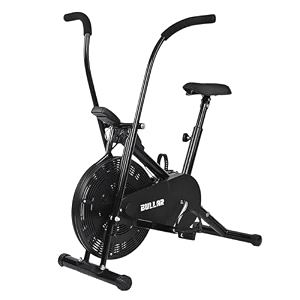 bullar air bike exercise cycle with movingstationary handles adjustable resistance with cushioned seat amp back support max user weight 100 kg black air bike with moving handles