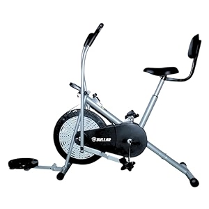bullar air bike exercise cycle with movingstationary handles adjustable resistance with cushioned seat amp back support max user weight 100 kg grey amp black air bike twister backrest