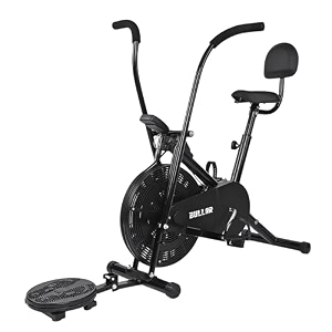 bullar air bike exercise cycle with movingstationary handles adjustable resistance with cushioned seat amp back support max user weight 100 kg black air bike twister backrest