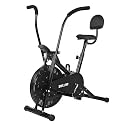 Bullar Air Bike Exercise Cycle with Moving/Stationary Handles, Adjustable Resistance with Cushioned Seat &amp; Back Support, Max User Weight 100 Kg (Black (Air bike + Backrest))