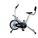 Bullar Air Bike Exercise Cycle with Moving/Stationary Handles, Adjustable Resistance with Cushioned Seat &amp; Back Support, Max User Weight 100 Kg (Grey &amp; Black (Air bike + Backrest))