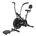 Bullar Air Bike Exercise Cycle with Moving/Stationary Handles, Adjustable Resistance with Cushioned Seat &amp; Back Support, Max User Weight 100 Kg (Black (Air Bike +Twister+ Backrest))