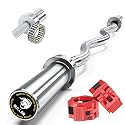BULLAR olympic barbell 7 feet 20kg, barbell rod, olympic rod for powerlifting, olympic bar for weight lifting, with spring or clamps locks (4 feet curl with barbell clamps)