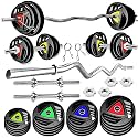 BULLAR Professional Adjustable Rubber Coated 10kg To 50kg Home Gym Set With 4ft Curl Rod, (28mm Hole) (50 kg Rubber home gym set)