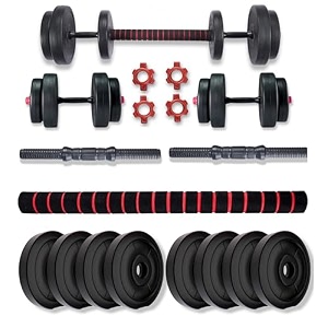 bullar pvc dumbbells set and fitness kit for men and women whole body workout with connector rod 20 kg