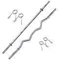 BULLAR Weight Lifting Rod, Fitness Combo of 3Ft Curl Rod and 3Ft Straight Rod with 2 Pair Spring Lock for Exercise Weight Lifting Bar, Gym Rod/Gym Bar, Rods Combo, Home Gym (3FT,3FT-19MM)