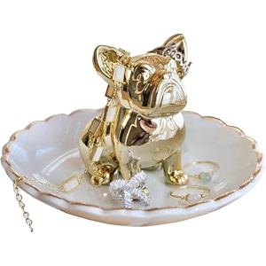 bulldog ring holder ceramic ring dish jewelry holder dish trinket tray for rings earrings trinkets organizer funny themed gifts for dog mum lovers birthday gifts for women