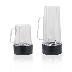 bullet mixer jars  2 pc set 300ml amp 500ml  bpa-free clear plastic with handle  compatible with nutri mixer nutripro nipolian inalsa