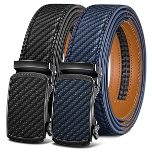 BULLIANT Mens 2-Pack Ratchet Leather Belt Trimmable