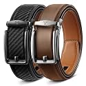 BULLIANT Men39s 2-Pack Ratchet Leather Belt Trimmable