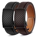 BULLIANT Men39s 2-Pack Ratchet Leather Belt Trimmable