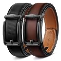 BULLIANT Men39s 2-Pack Ratchet Leather Belt Trimmable