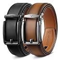 BULLIANT Men39s 2-Pack Ratchet Leather Belt Trimmable