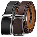BULLIANT Men39s 2-Pack Ratchet Leather Belt Trimmable