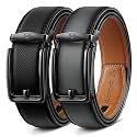 BULLIANT Men39s 2-Pack Ratchet Leather Belt Trimmable