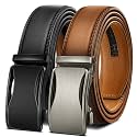 BULLIANT Men39s 2-Pack Ratchet Leather Belt Trimmable