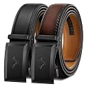 BULLIANT Men39s 2-Pack Ratchet Leather Belt Trimmable