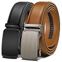 BULLIANT Men39s 2-Pack Ratchet Leather Belt Trimmable