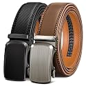 BULLIANT Men39s 2-Pack Ratchet Leather Belt Trimmable