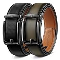 BULLIANT Men39s 2-Pack Ratchet Leather Belt Trimmable