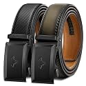 BULLIANT Men39s 2-Pack Ratchet Leather Belt Trimmable