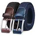 BULLIANT Woven Braided Stretch Web Belt 2Pack for Men 1 3/8"-Gift Boxed