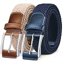BULLIANT Woven Braided Stretch Web Belt 2Pack for Men 1 3/8"-Gift Boxed