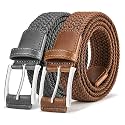 BULLIANT Woven Braided Stretch Web Belt 2Pack for Men 1 3/8"-Gift Boxed
