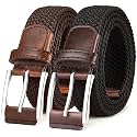 BULLIANT Woven Braided Stretch Web Belt 2Pack for Men 1 3/8"-Gift Boxed