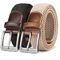 BULLIANT Woven Braided Stretch Web Belt 2Pack for Men 1 3/8"-Gift Boxed