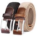 BULLIANT Woven Braided Stretch Web Belt 2Pack for Men 1 3/8"-Gift Boxed